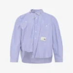 Front view of Maison Mihara Yasuhiro Offset Front Shirt highlighting its distinctive front construction.