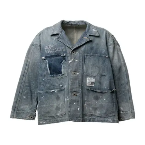 Maison Mihara Yasuhiro Paint-Splatter Denim Jacket front view