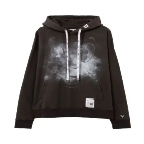 Maison Mihara Yasuhiro Printed Cotton Hoodie (2) Maison Mihara Yasuhiro Printed Cotton Hoodie black front view