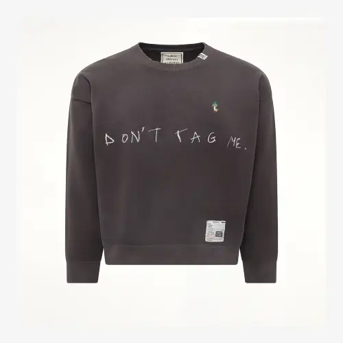 Front view of the Maison Mihara Yasuhiro Printed Sweatshirt in Black featuring its dark colour and printed graphic design.