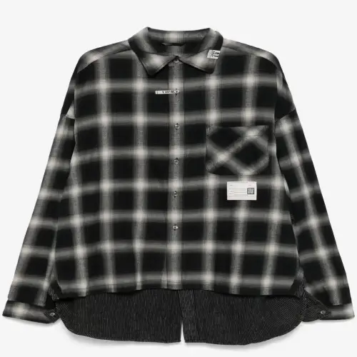 Front view of the Maison Mihara Yasuhiro Reversible Shirt highlighting its overall design.