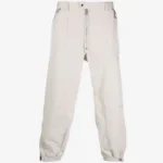 Front view of Maison Mihara Yasuhiro straight-leg trousers featuring side stripe detailing.