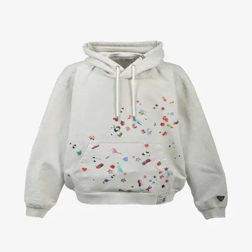 Maison Mihara Yasuhiro Sticker-Embellished Hoodie front view