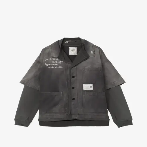 Maison Mihara Yasuhiro Sweat Layered Work Shirt (1) Maison Mihara Yasuhiro Sweat Layered Work Shirt front view
