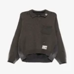 Front view of the Maison Mihara Yasuhiro Sweatshirt Combined Knit Sweater highlighting its mixed knitwear and sweatshirt-inspired design.