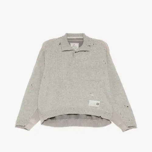 Front view of Maison Mihara Yasuhiro Sweatshirt Combined Sweater