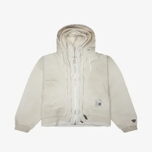 Maison Mihara Yasuhiro Triple-Layered Distressed Zip-up Hoodie front view