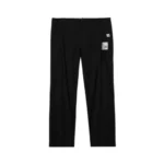 Front view of twill flare pants with a clean contemporary silhouette