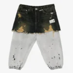 Front view of Maison Mihara Yasuhiro Distressed Cotton Trouser-Skirt showcasing its combined silhouette.