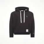 Maison Mihara Yasuhiro Leon Embroidery Hoodie in Black front view