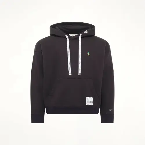 Maison Mihara Yasuhiro Leon Embroidery Hoodie in Black front view